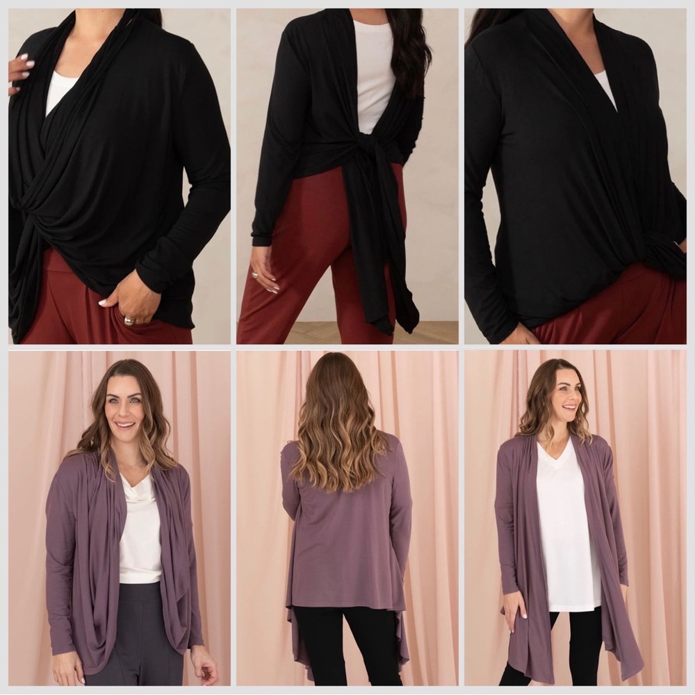 ENCIRCLED 🇨🇦 The Everyday Twist Top Women’s SZ L 💥 GREY 💥 Travel Cardigan Duster - Picture 8 of 17